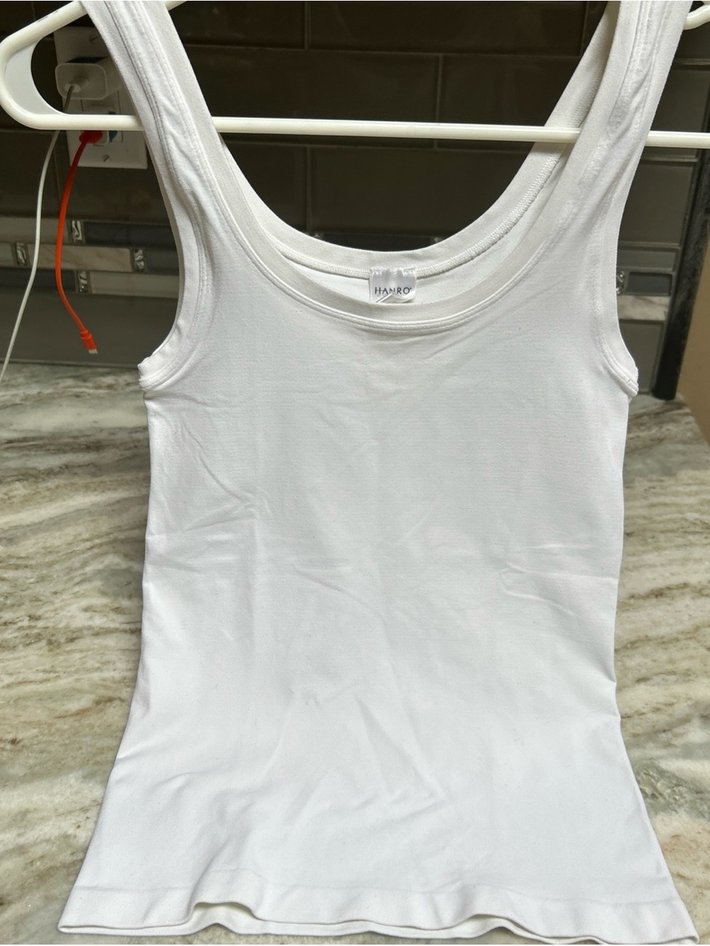 Hanro of Switzerland Cotton Seamless Scoop Neck Tank White Size Small 38